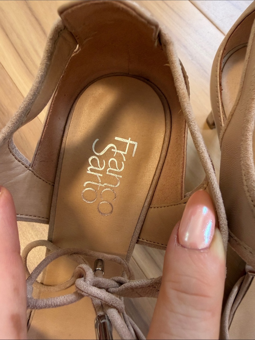 Franco Sarto Darlis Blush Pointed-Toe Ankle Tie Heels - Picture 2 of 7